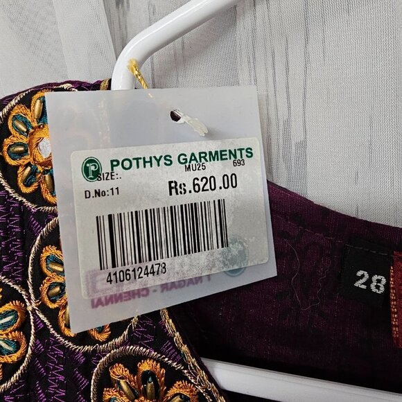NWT Pothy's Purple Orange Floral Embroidered Ethnic Boho Babydoll Blouse Size XL - Picture 13 of 14